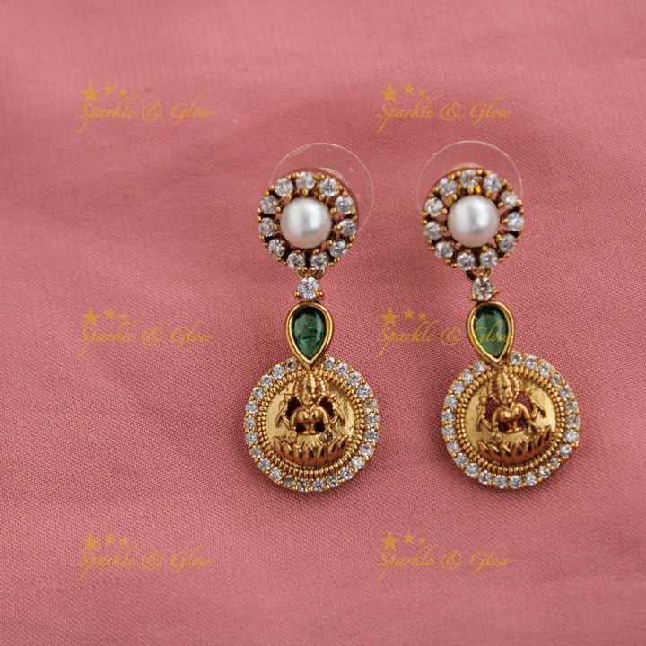 Premium matte Lakshmi coin haram with pearls and multi colour stones - Sparkle and Glow