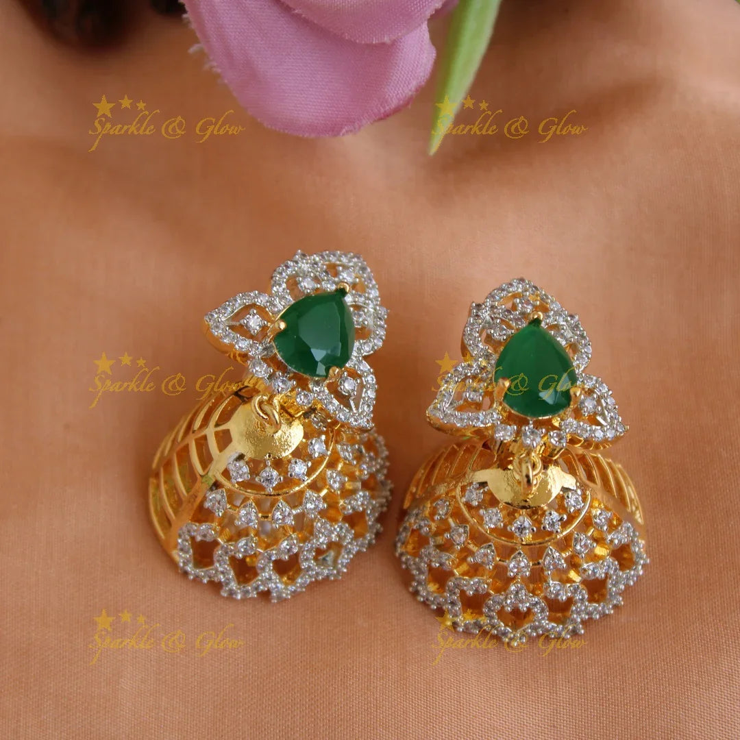 Exclusive grand Lakshmi carved Victorian AD long necklace with pearls and green beads - Sparkle and Glow