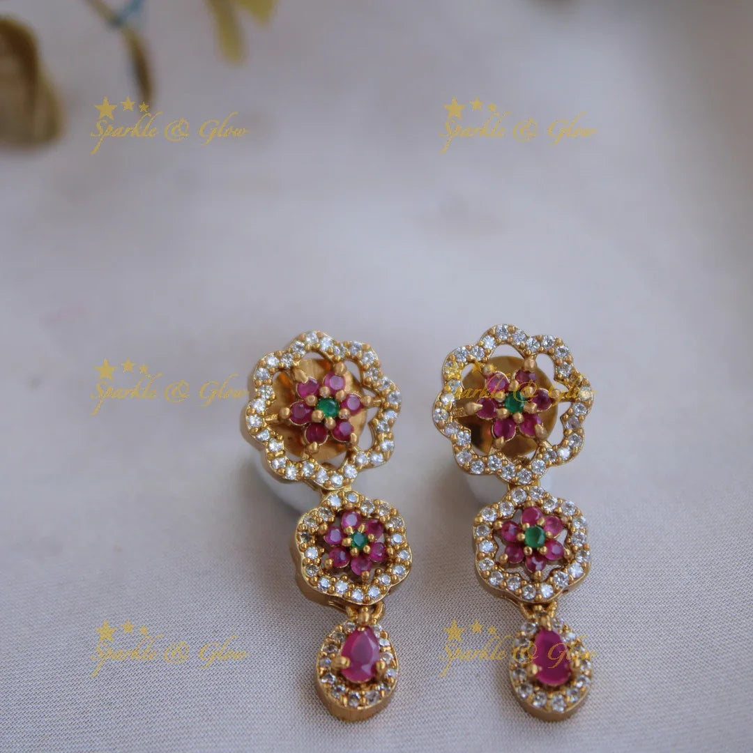 Exclusive Floral design AD short necklace with ruby - Sparkle and Glow