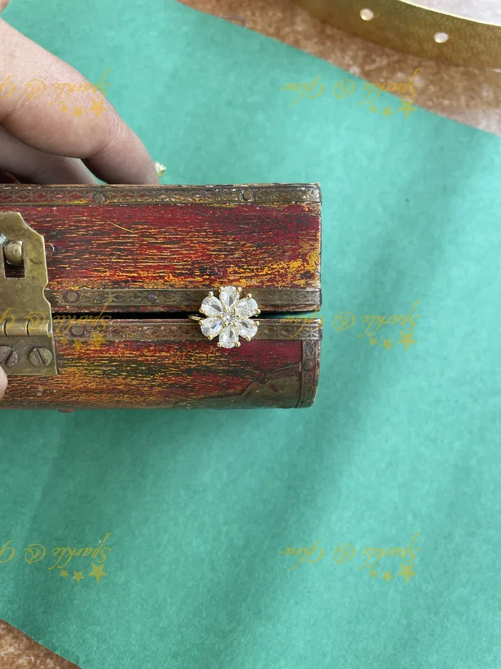 Gold floral AD press type nosepin - Sparkle and Glow