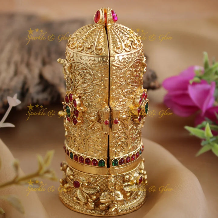 Gold alike Rama Parivar design Kumkum box - Sparkle and Glow