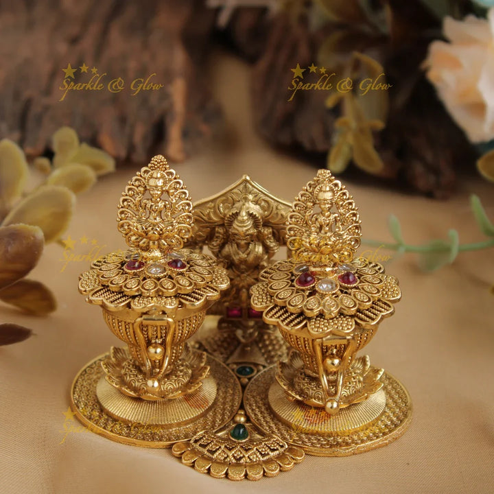 Gold alike Lakshmi design Kumkum box - Sparkle and Glow