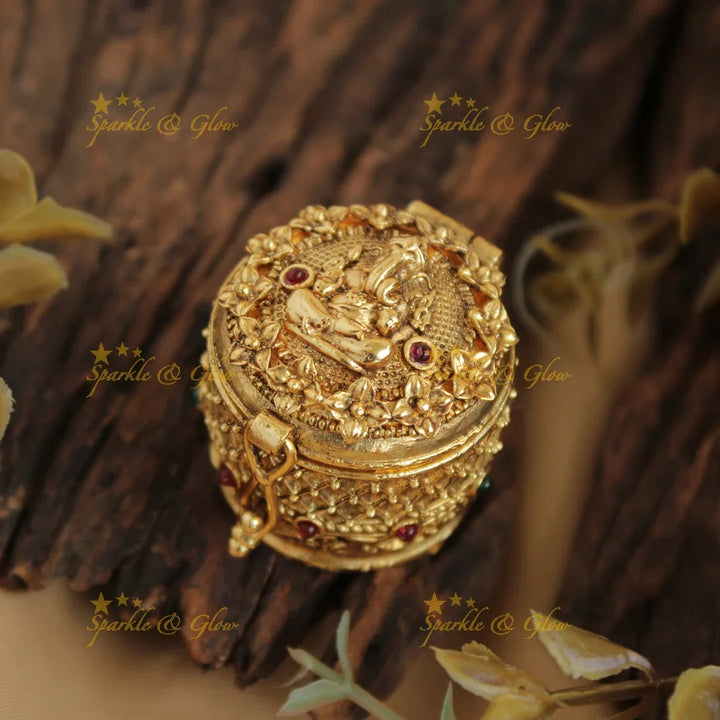 Gold alike Ganesha idol Kumkum box - Sparkle and Glow