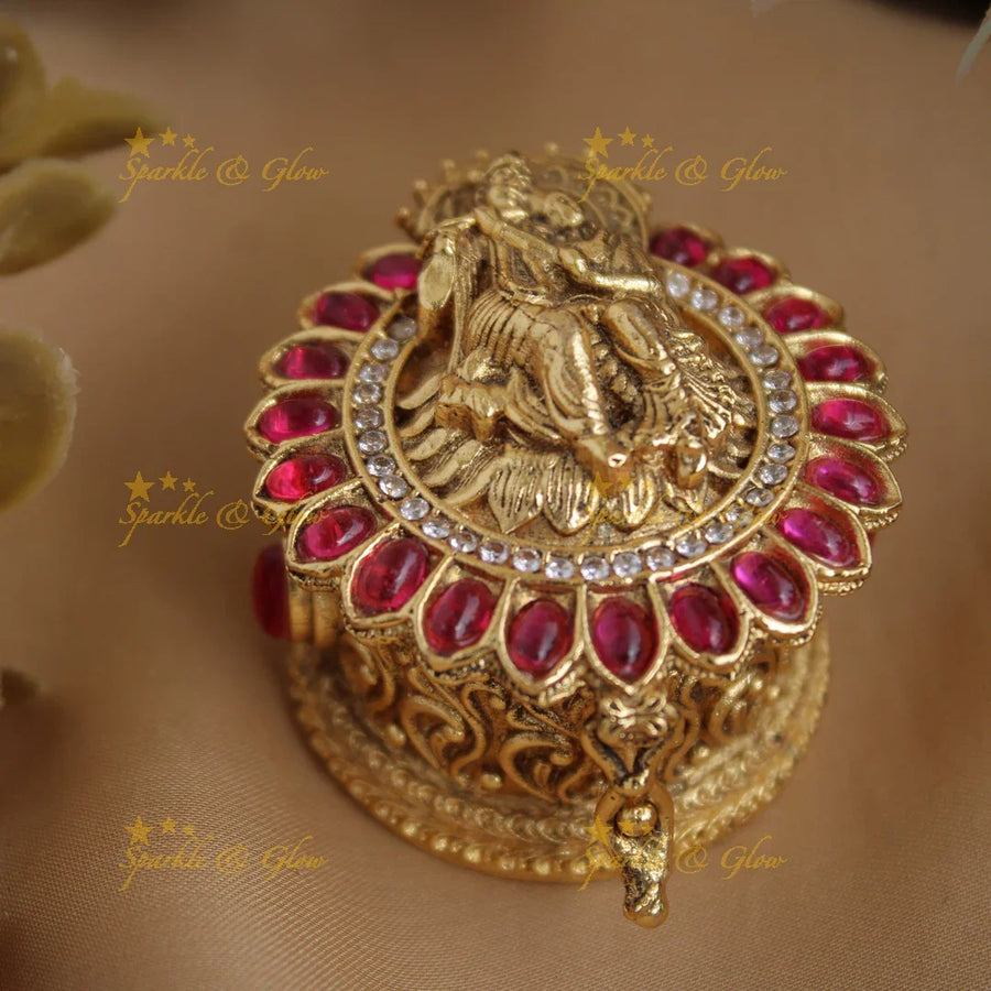 Gold alike Radha krishna idol Kumkum box - Sparkle and Glow