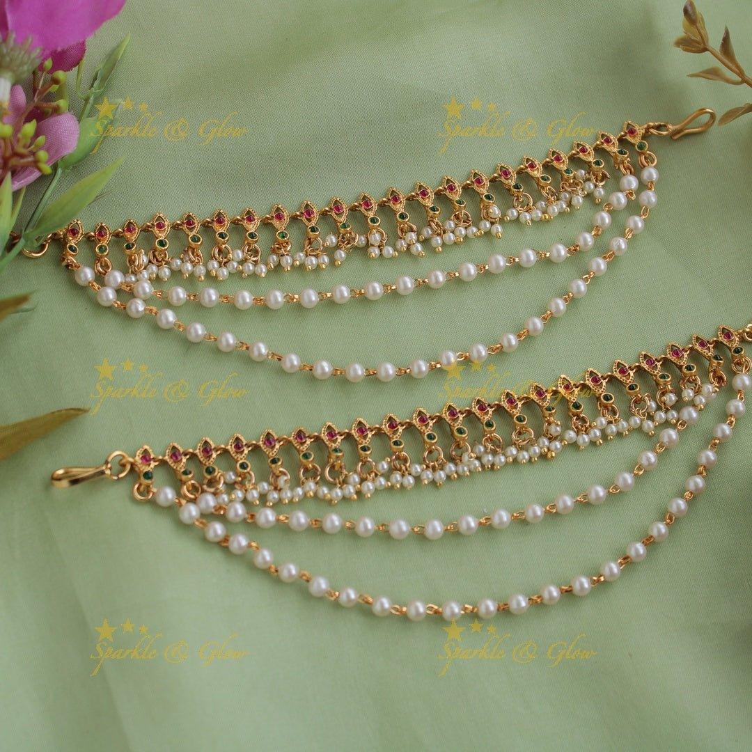 Gold alike Fish style gutta pusalu Earchain - Sparkle and Glow