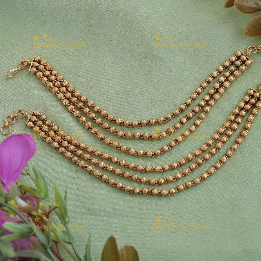 Gold alike Simple Elegant Small Ball design Earchain - Sparkle and Glow