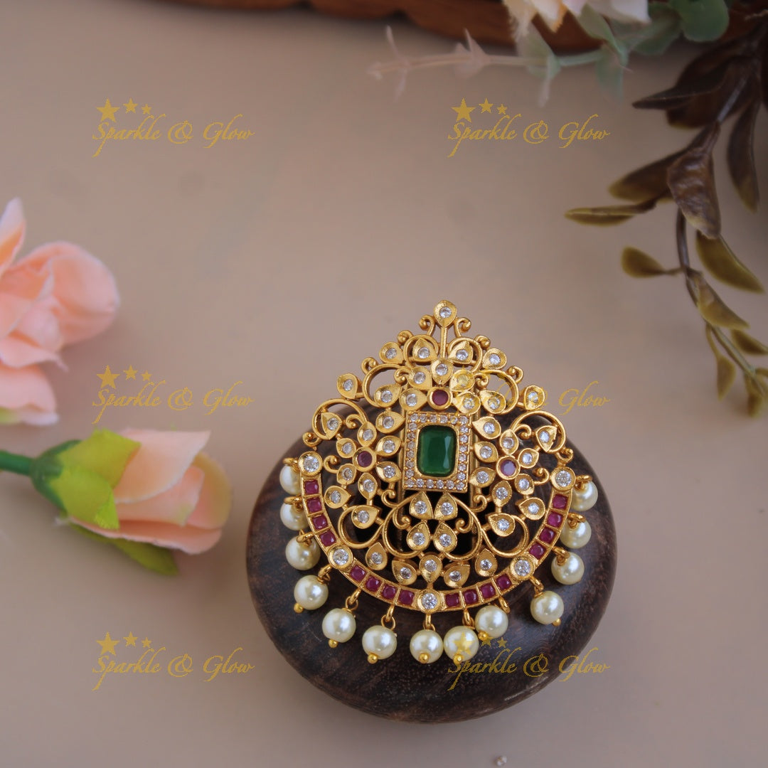 Gold Aike Simple Floral Design Hair Pin with Pearl beads