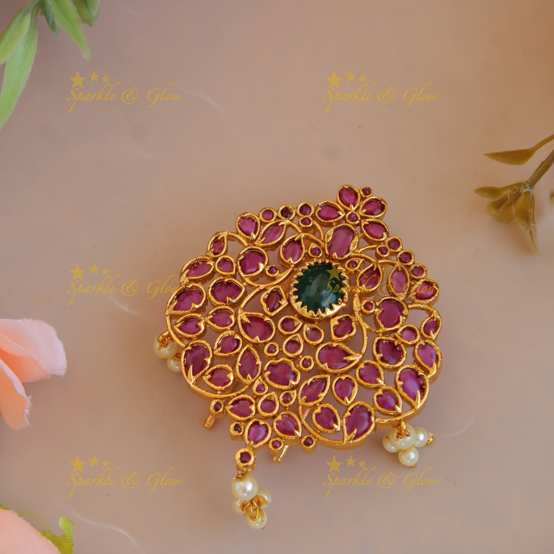 Elegant flower kemp gold alike hair pin with pearl drops