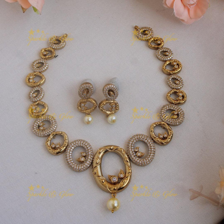 Premium matte stunning oval shaped ad necklace - Sparkle and Glow