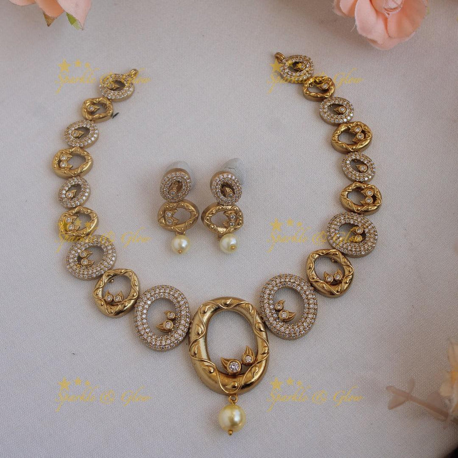 Premium matte stunning oval shaped ad necklace - Sparkle and Glow