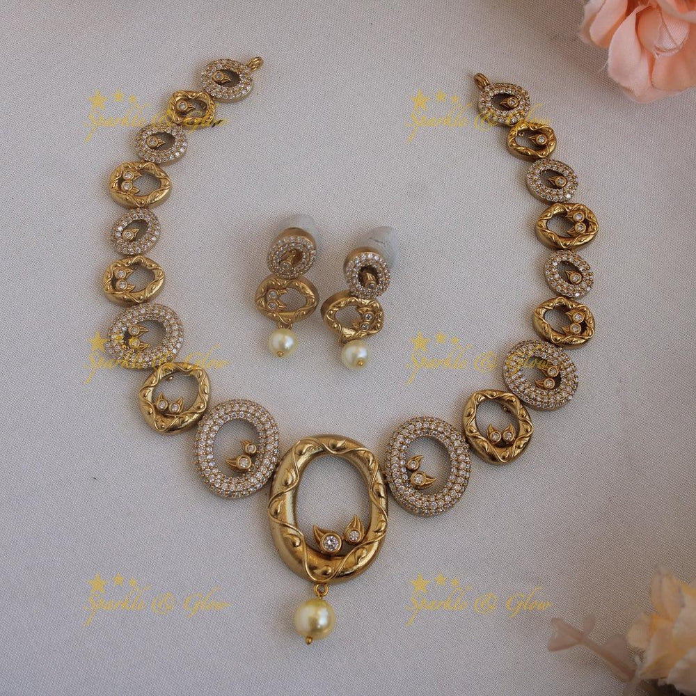 Premium matte stunning oval shaped ad necklace - Sparkle and Glow