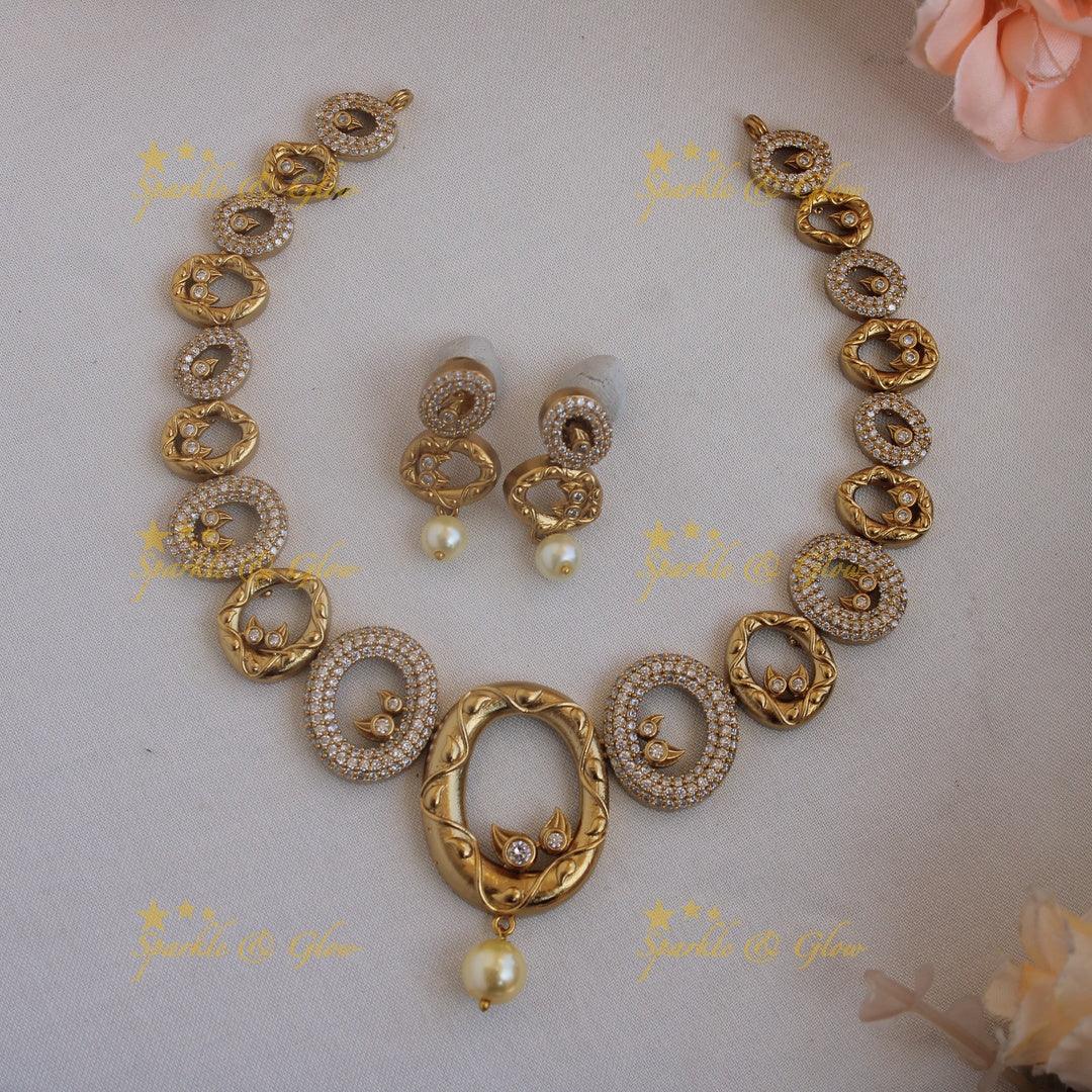 Premium matte stunning oval shaped ad necklace - Sparkle and Glow