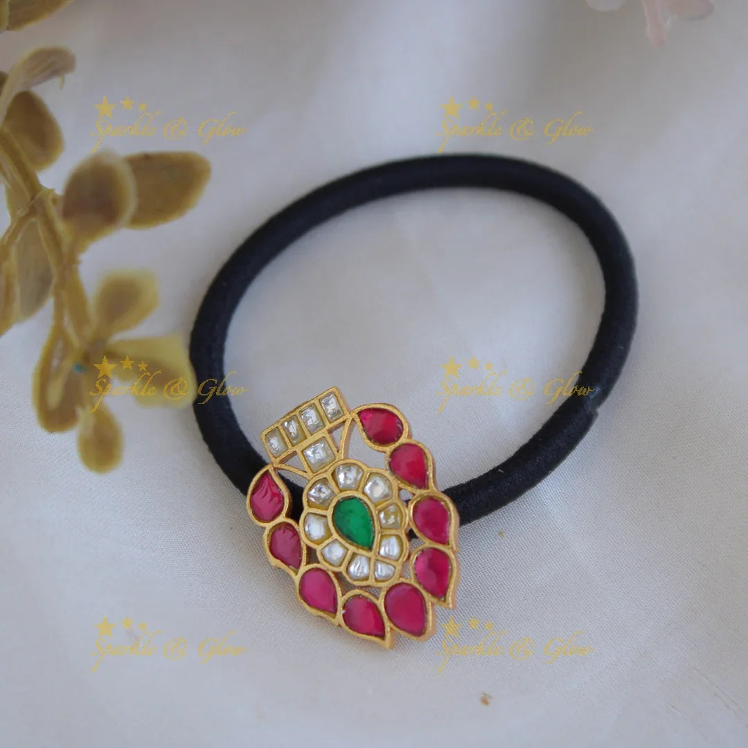 Simple Small Floral Design Jadau Hair band - Sparkle and Glow