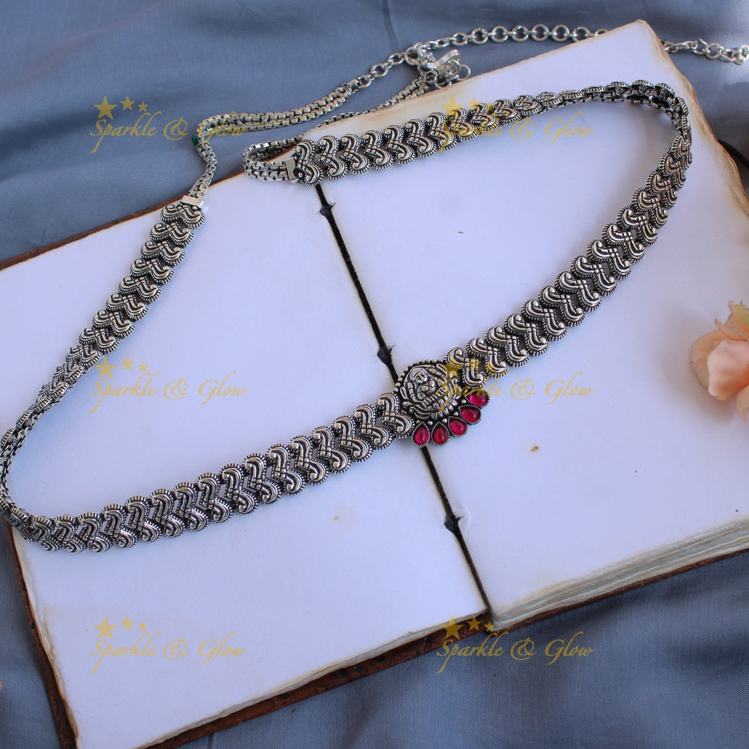 Beautiful Kohlapuri oxidised Lakshmi and branch design Hip chain