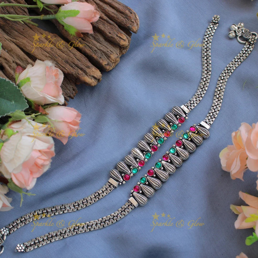Stunning oxidised multi colour anklet - Sparkle and Glow