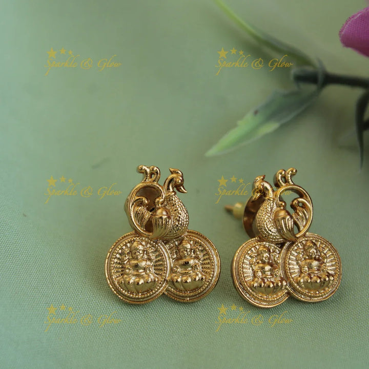 Stunning Premium Matt Lakshmi peacock coin haram - Sparkle and Glow