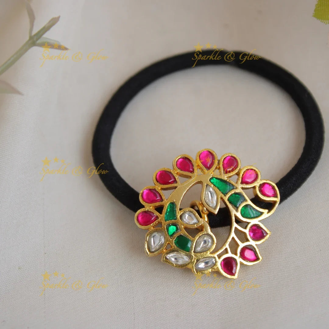 Peacock Jadau Hair band - Sparkle and Glow