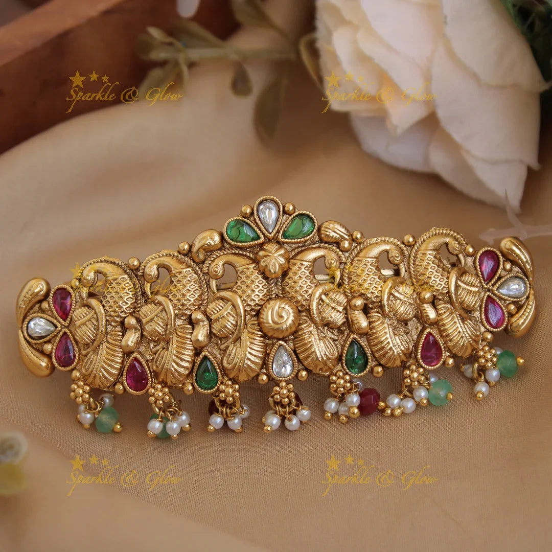Simple Gold alike Peacock Hair Clip - Sparkle and Glow