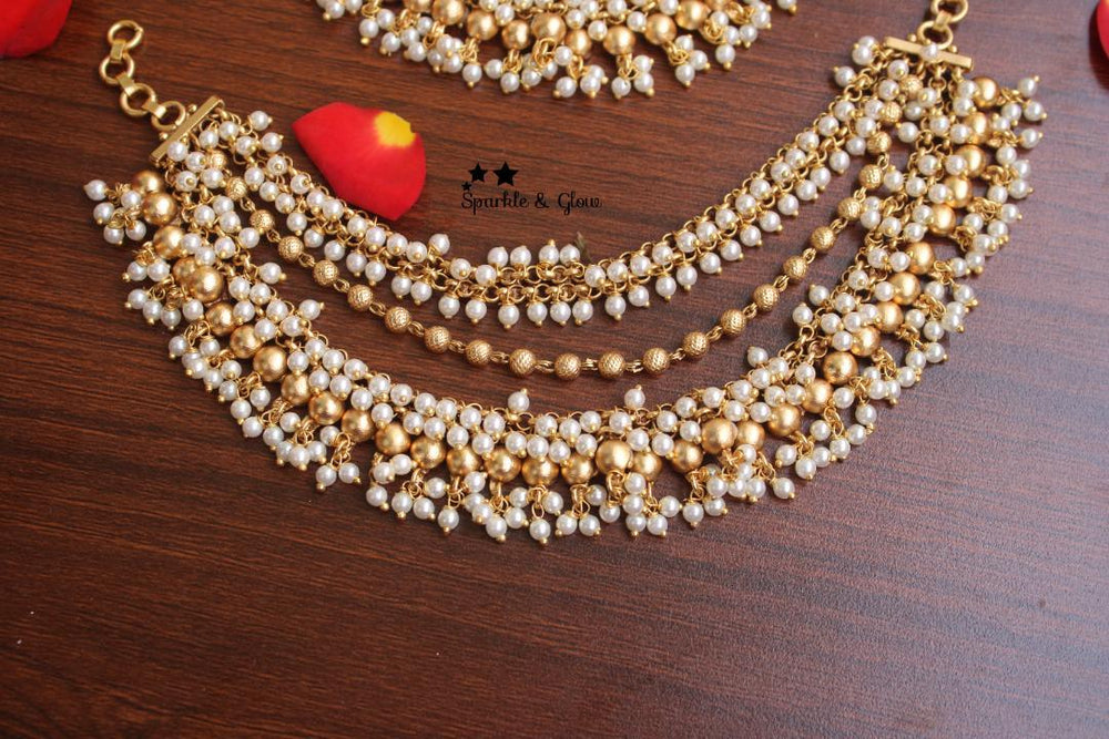 Premium quality gold alike polished gutta pusalu ear chain - Sparkle and Glow