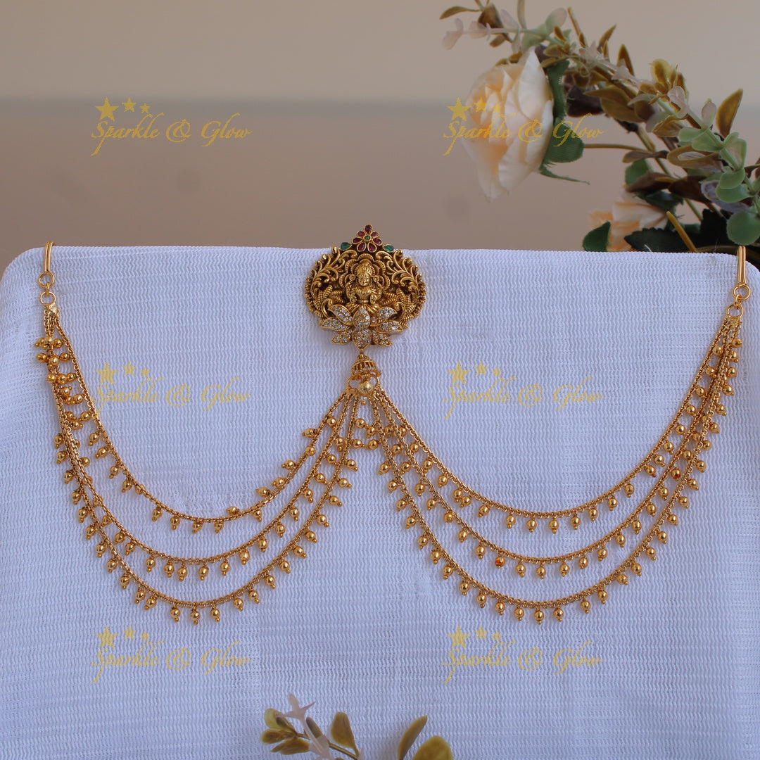 Beautiful Gold alike Lakshmi Peacock Jada Billa with Maatil