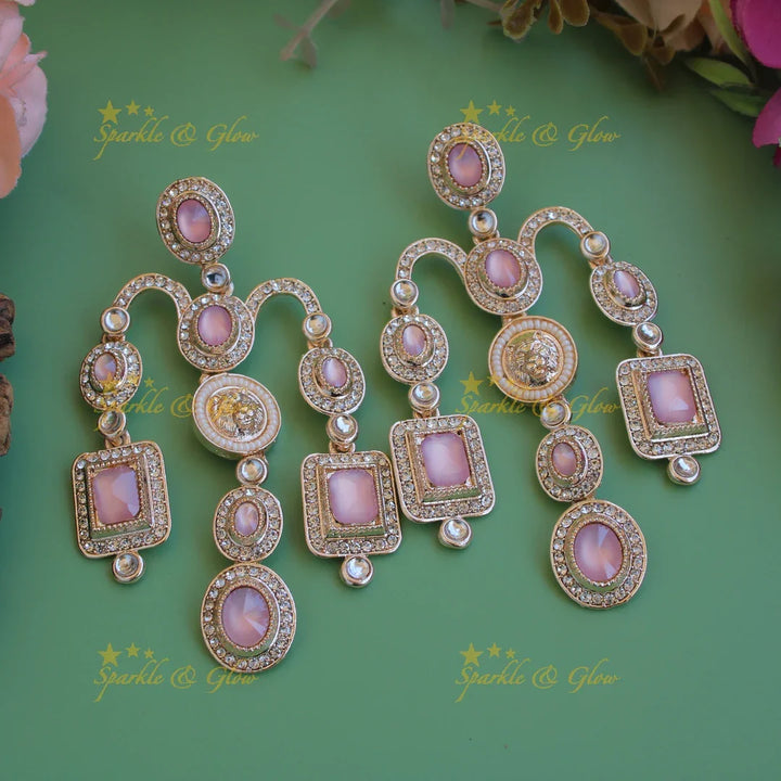 Bollywood inspired Sabyasachi Beautiful three layer lion face carved victorian gold finish earrings with stones - Sparkle and Glow