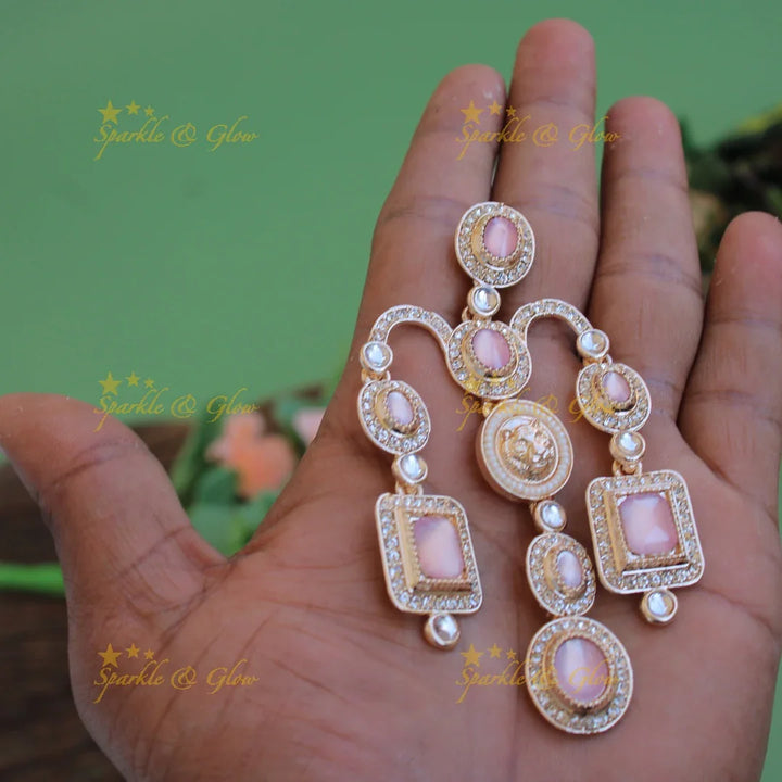 Bollywood inspired Sabyasachi Beautiful three layer lion face carved victorian gold finish earrings with stones - Sparkle and Glow