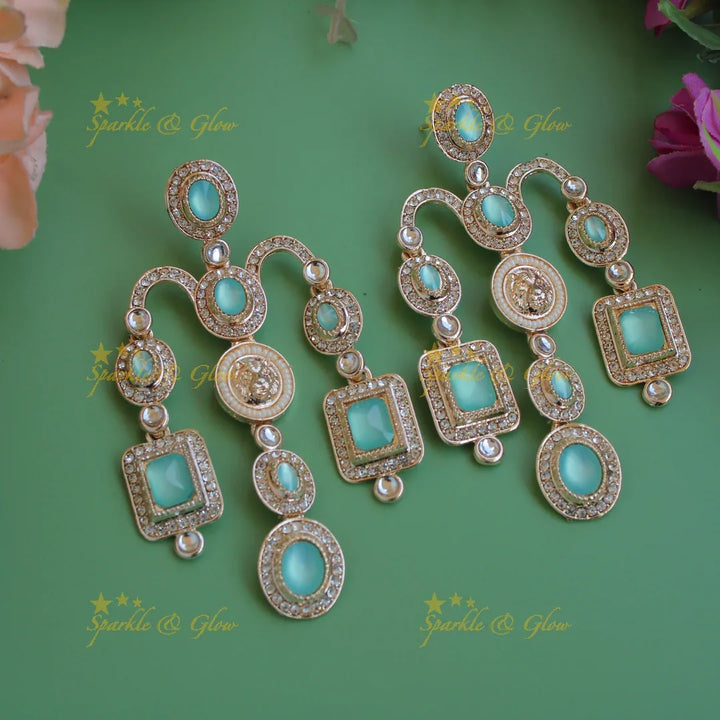 Bollywood inspired Sabyasachi Beautiful three layer lion face carved victorian gold finish earrings with stones - Sparkle and Glow