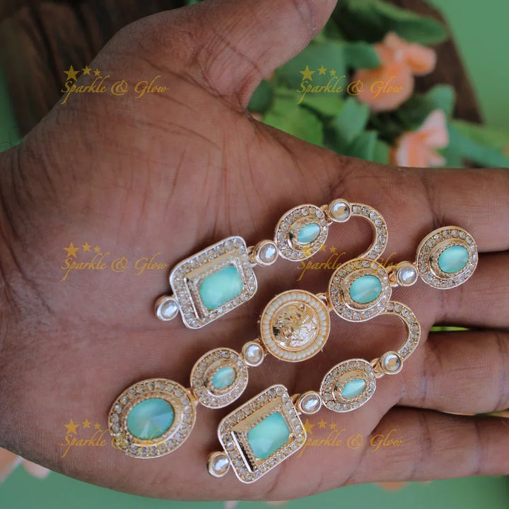 Bollywood inspired Sabyasachi Beautiful three layer lion face carved victorian gold finish earrings with stones - Sparkle and Glow