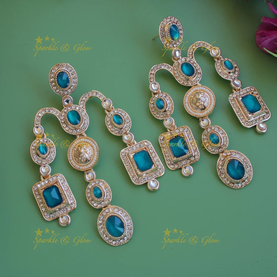 Bollywood inspired Sabyasachi Beautiful three layer lion face carved victorian gold finish earrings with stones - Sparkle and Glow