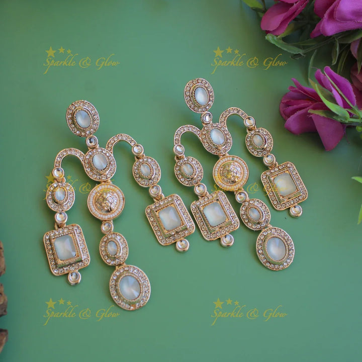 Bollywood inspired Sabyasachi Beautiful three layer lion face carved victorian gold finish earrings with stones - Sparkle and Glow