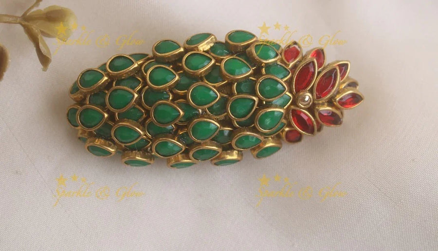 Beautiful Tear drop design floral Silk Thread SareePin - Sparkle and Glow