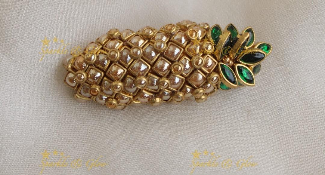 Beautiful Pineapple design floral Silk Thread SareePin - Sparkle and Glow
