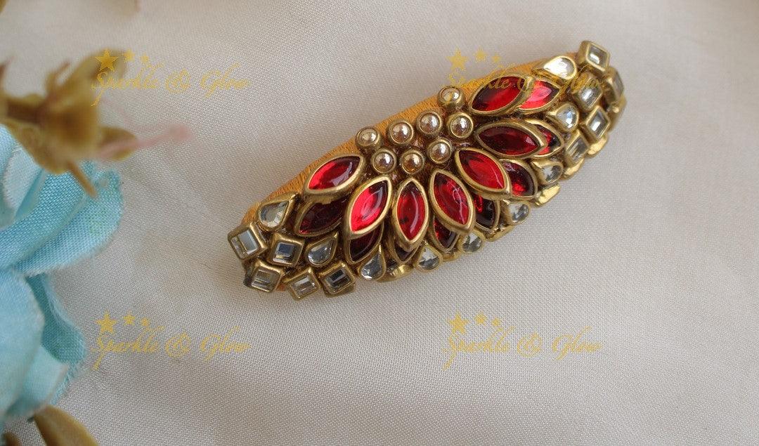 Sparkling Half Sun floral design Silk Thread SareePin-Pink - Sparkle and Glow