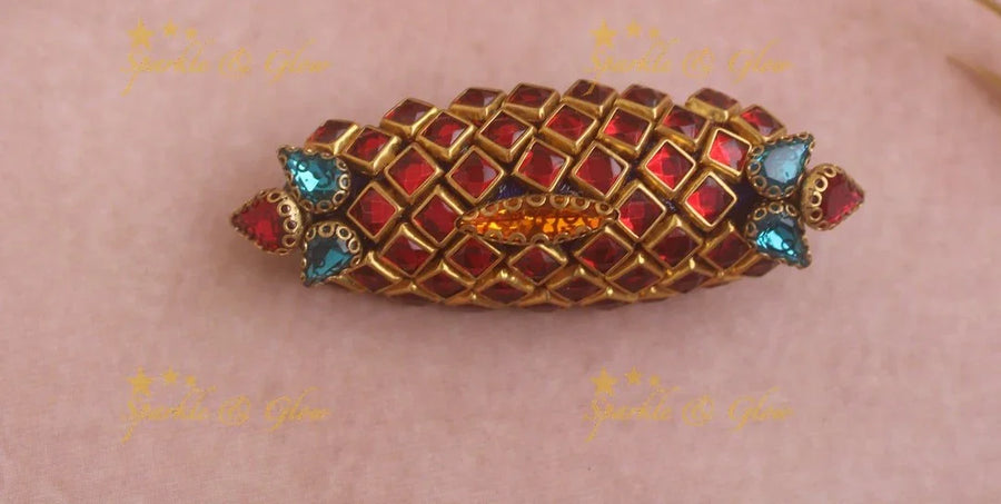 Beautiful Crown edges diamond design Silk thread SareePin - Sparkle and Glow