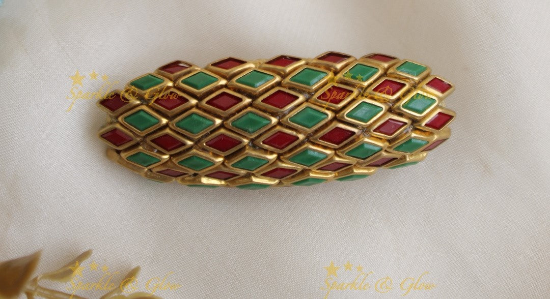 Elegant Fish Shape dual tone diamond design Silkthread SareePin