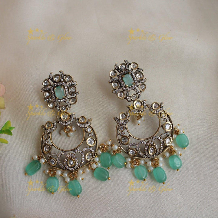 Grand Peacock floral design Victorian AD long necklace with baby pink beads and stones - Sparkle and Glow