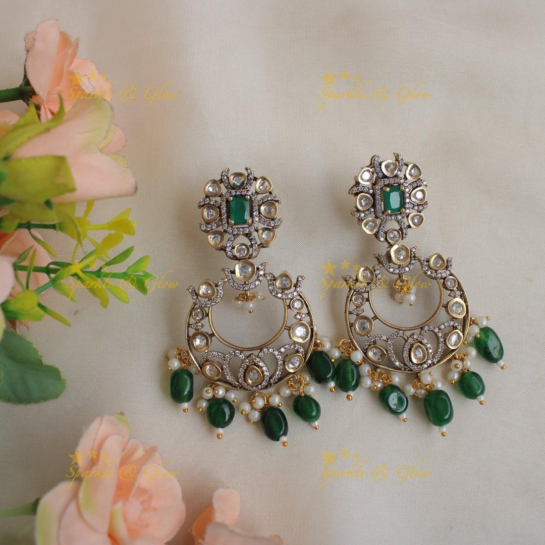 Grand Peacock floral design Victorian AD long necklace with baby pink beads and stones - Sparkle and Glow