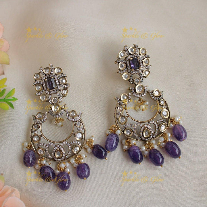 Grand Peacock floral design Victorian AD long necklace with baby pink beads and stones - Sparkle and Glow