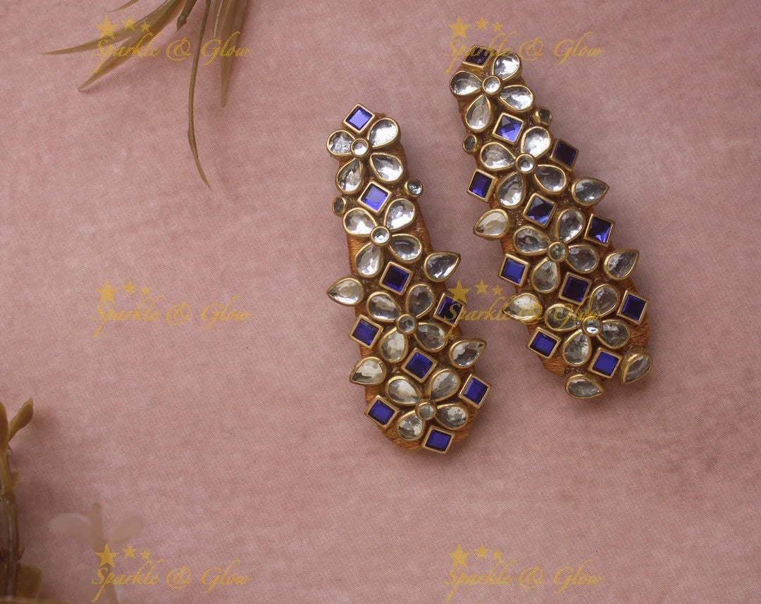 Elegant Diamond Floral design Silkthread Hair clip - Sparkle and Glow
