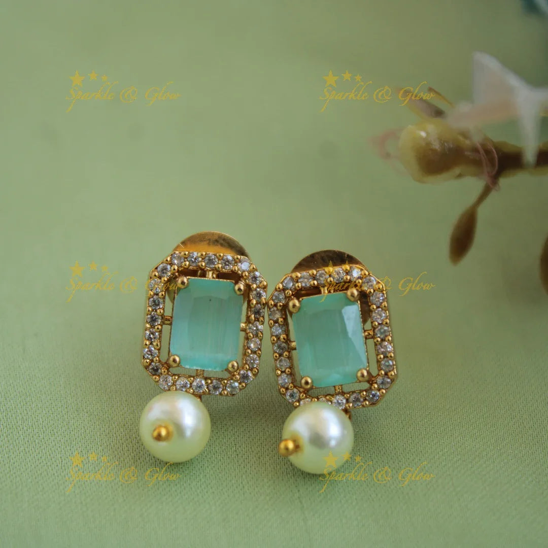 Statement butterfly design AD short necklace with mint green stones and pearl drop - Sparkle and Glow