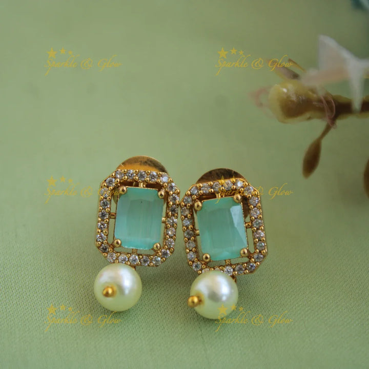 Statement butterfly design AD short necklace with mint green stones and pearl drop - Sparkle and Glow