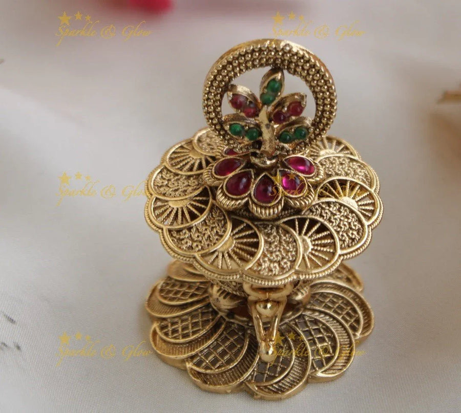 Elegant Half moon Floral Design Kumkum Box - Sparkle and Glow