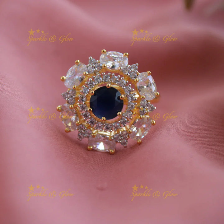 Elegant Circle shape AD finger ring with stone in centre - Sparkle and Glow