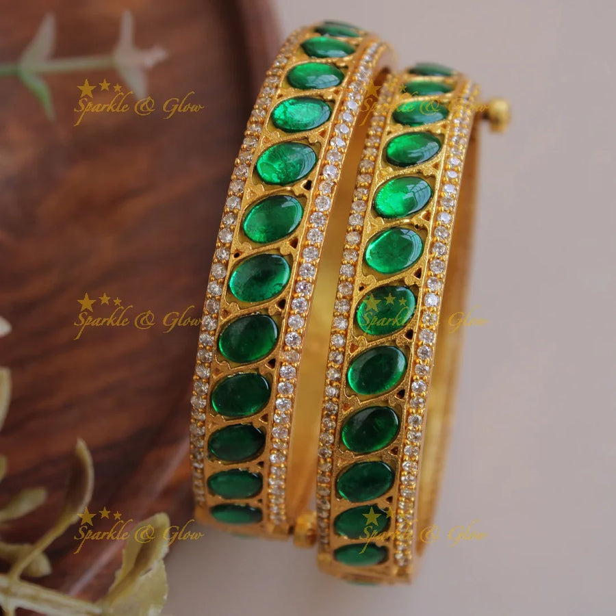 Stunning jadau bangles with screw a pair - Sparkle and Glow