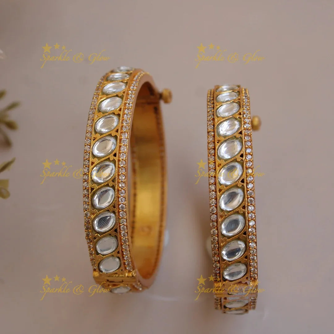 Stunning jadau bangles with screw a pair - Sparkle and Glow
