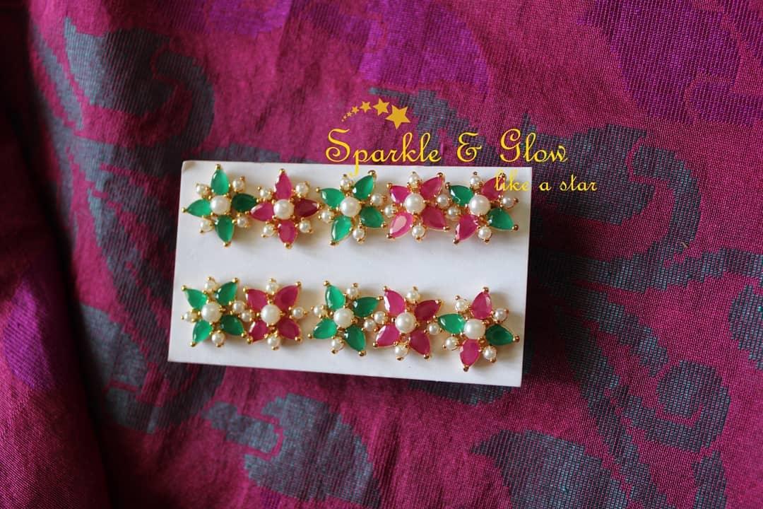 Ad Stone Gold polished Stud - Multi - Design4 - Sparkle and Glow