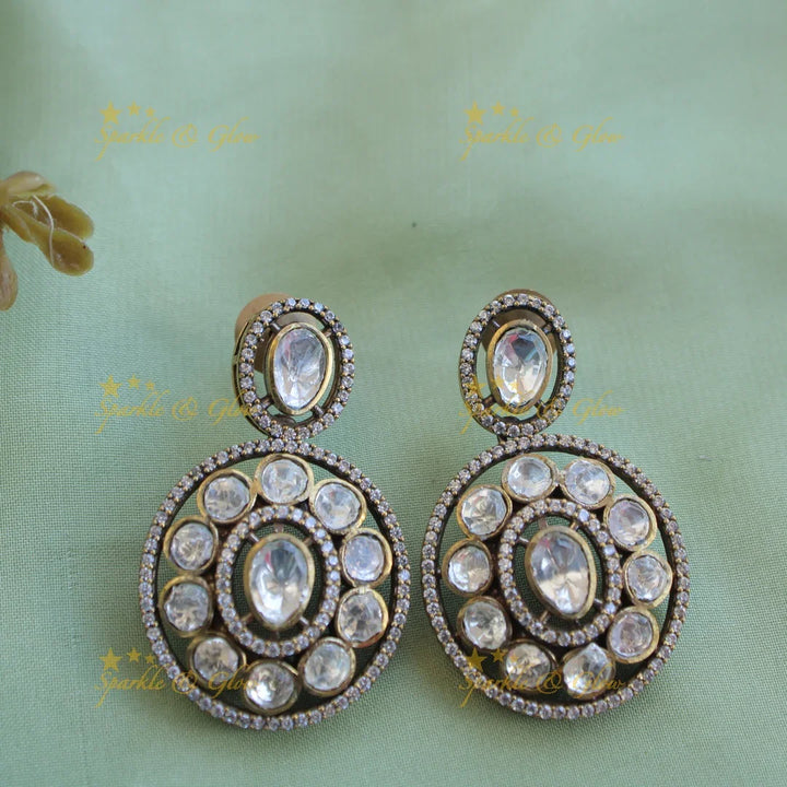 Exclisive Multi layer floral black finish Victorian AD haram with blue stones - Sparkle and Glow