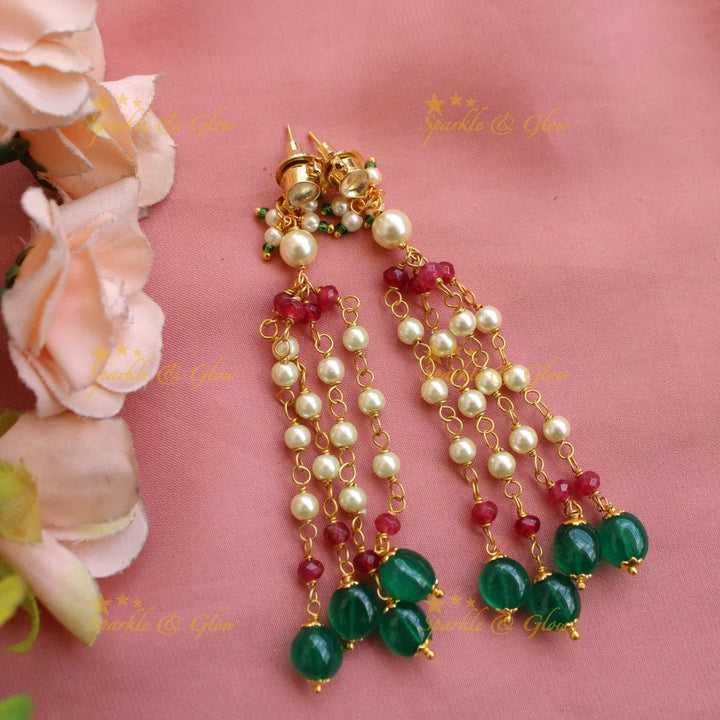 Stunning Five layer pearl and beads haram - Sparkle and Glow