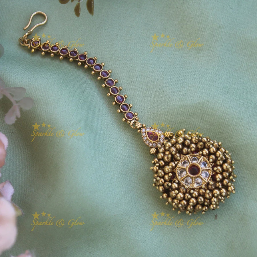 Elegant gold alike maang tikka - Sparkle and Glow