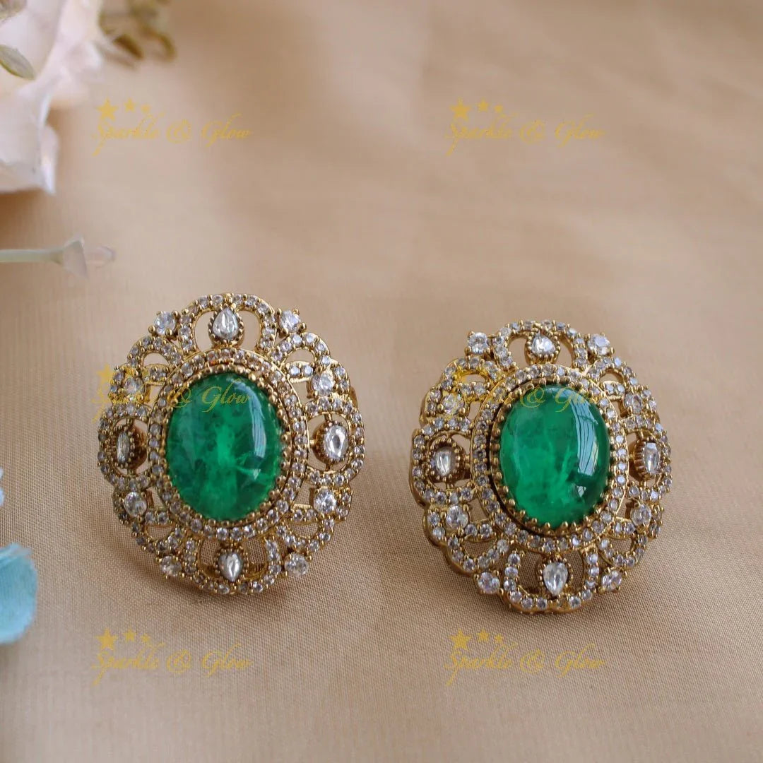 Grand intricate Floral and branch pendant Victorian AD two layer long necklace with blue stone - Sparkle and Glow